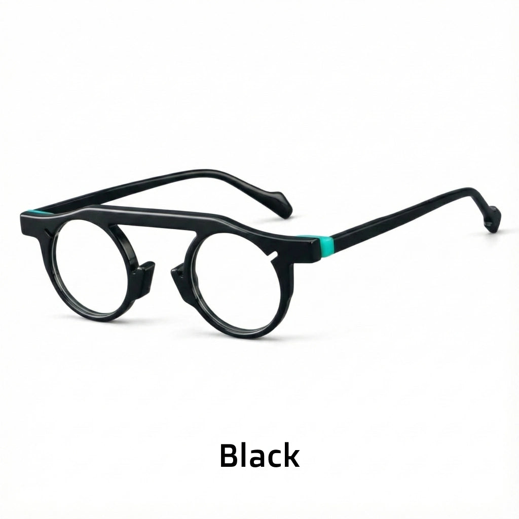 Retro Double Beam Acetate Eyeglass Frames - Unisex Optical Prescription Glasses