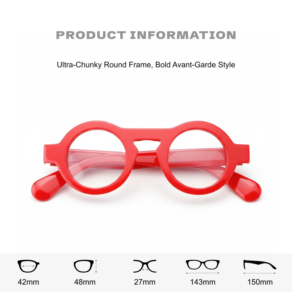 Retro Round Acetate Optical Frames - Unisex Prescription Eyeglasses