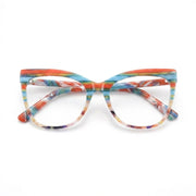 Acetate Cat Eye Optical Glasses Frame – Color Block Striped