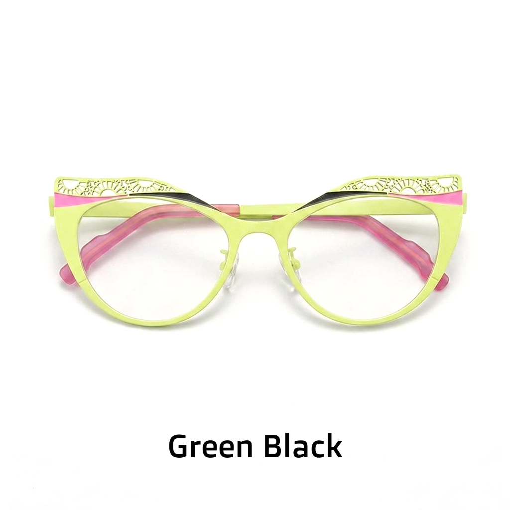 Titanium Cat Eye Optical Glasses Frame – Two-Tone Color Block Unisex