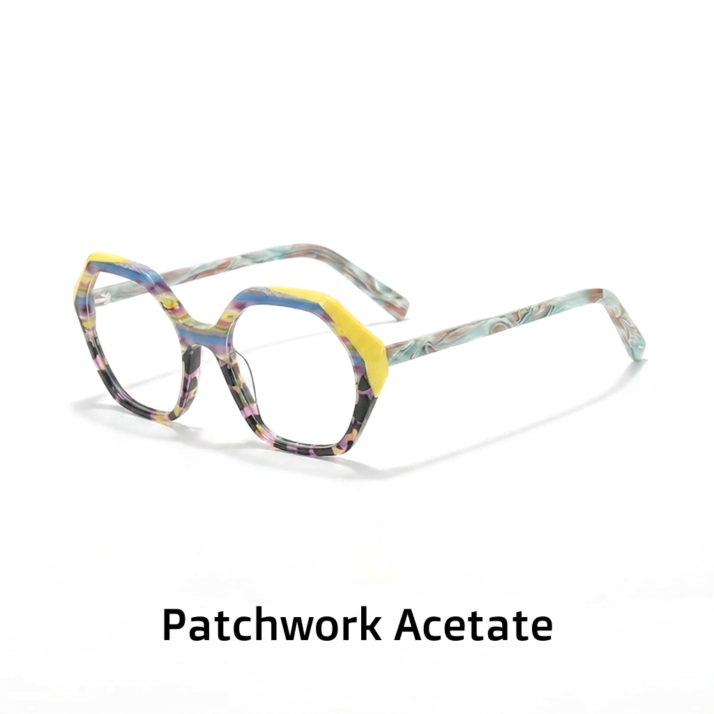 Acetate Square Optical Frames – Unisex Retro Color Block Eyeglasses