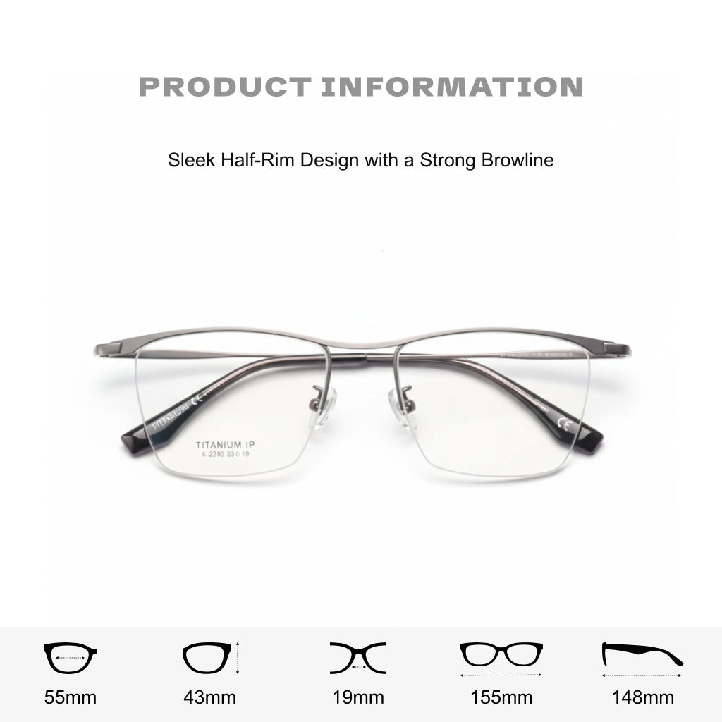 Lunettes de vue demi-cerclées en titane ultra-légères K2280