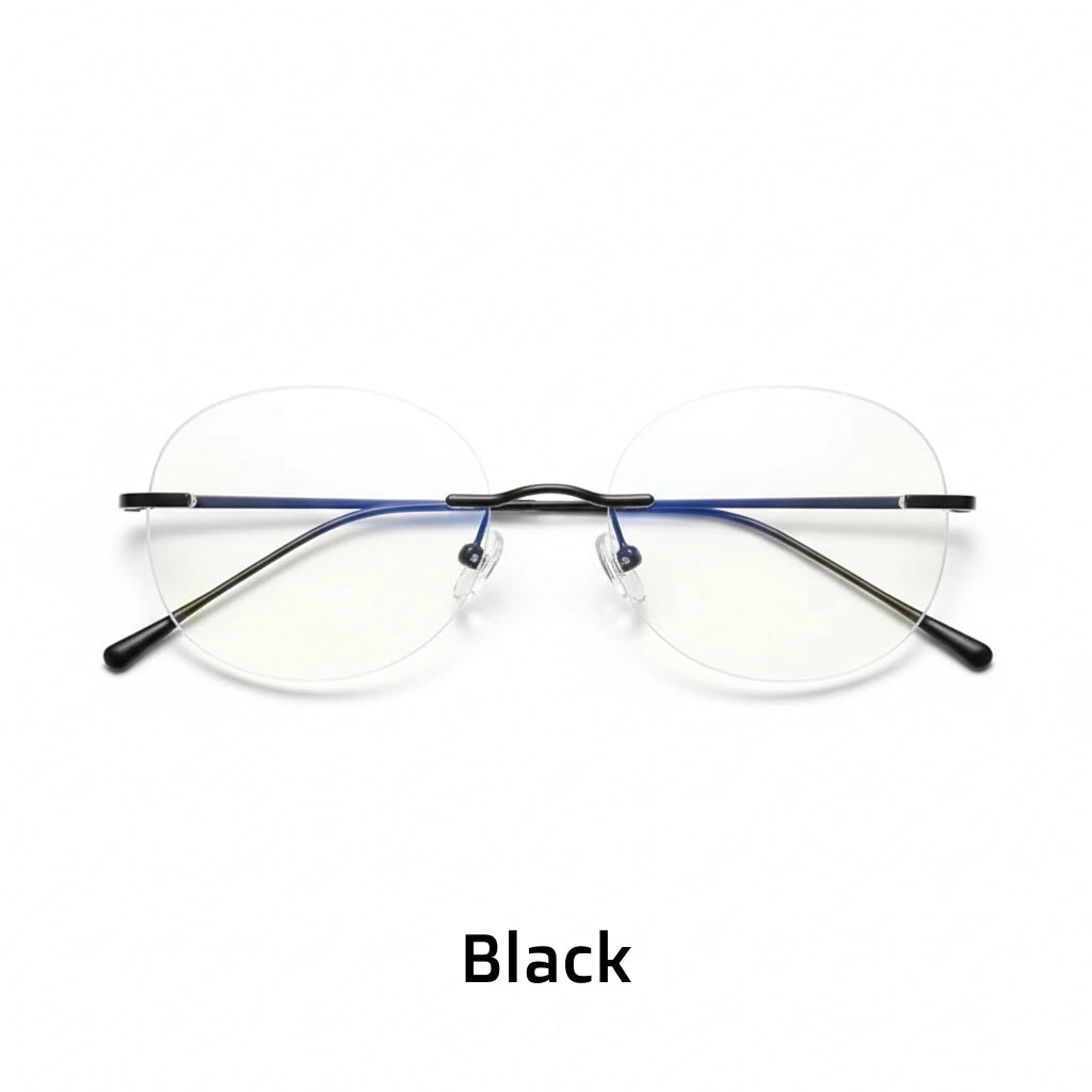 Ultra-Light Titanium Round Rimless Eyeglasses - Prescription Ready Optical Frames