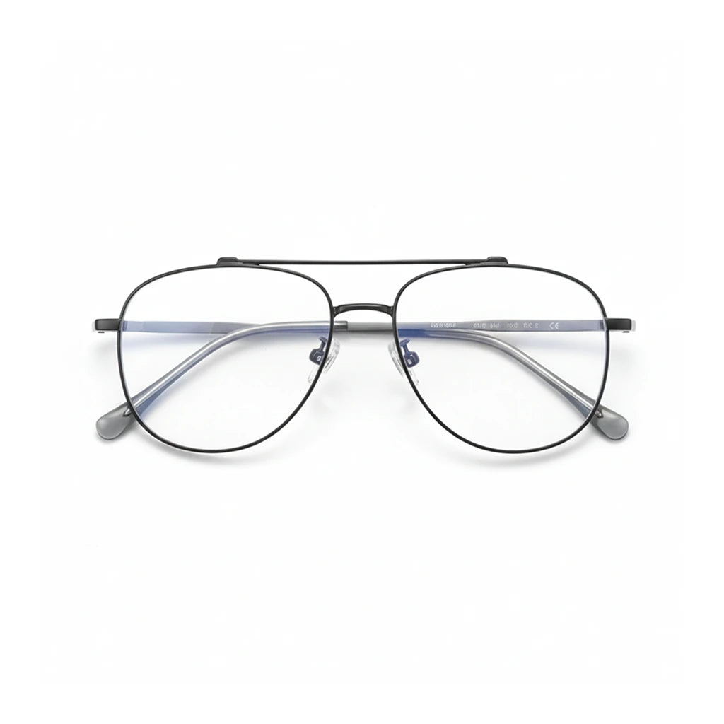 Pure Titanium Polygonal Eyeglasses Frame - Retro Double Beam Design