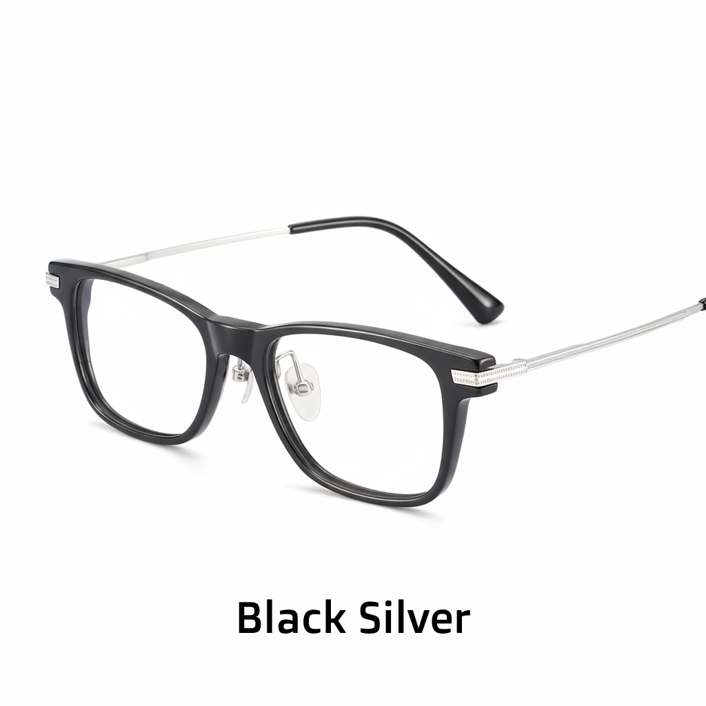 Titanium Retro Square Eyeglass Frames