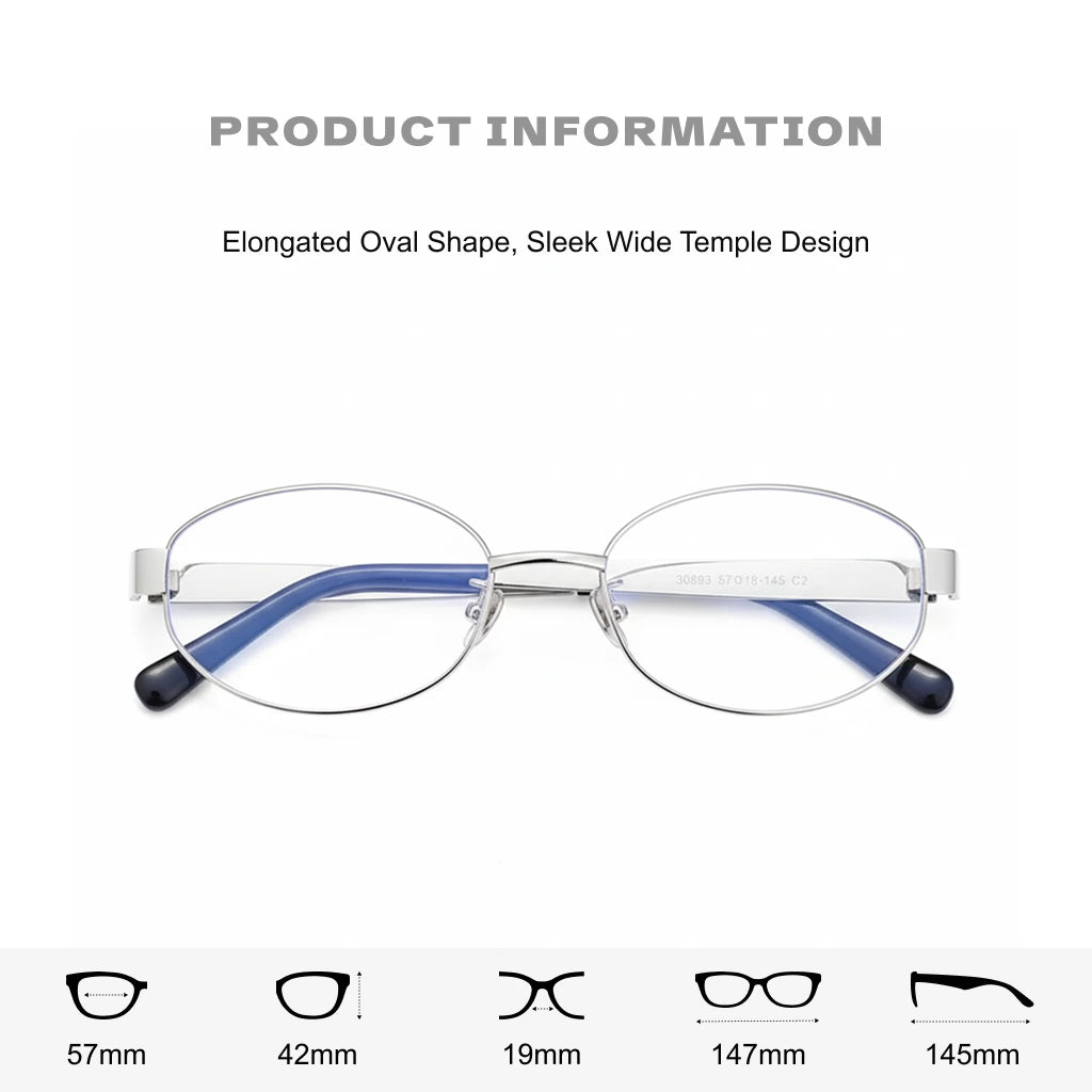 Ovaler Retro-Titan-Brillenrahmen – optische Anti-Blaulicht-Brille