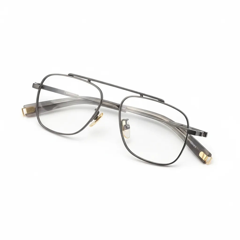Titanium Double Beam Optical Glasses Frame - Retro Prescription Eyewear