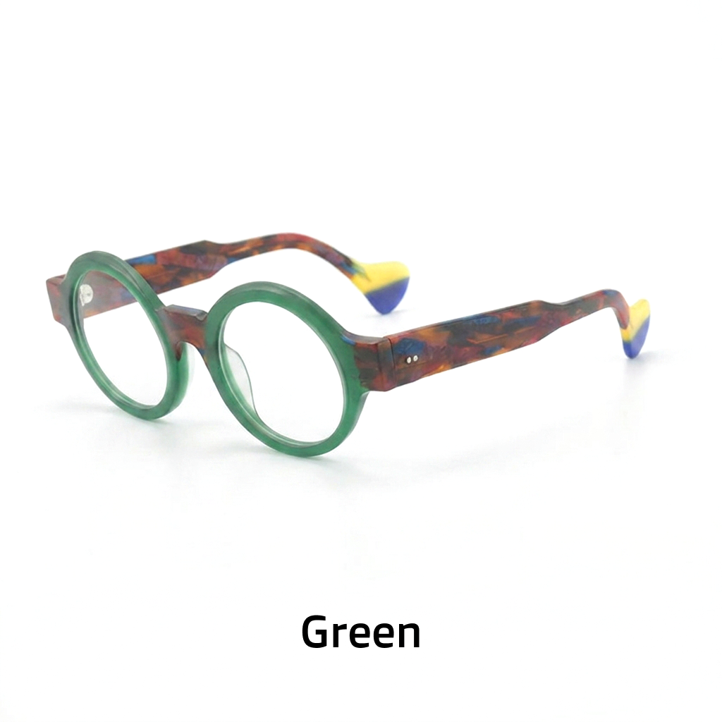 Acetate Round Optical Frames – Unisex Frosted Eyeglasses
