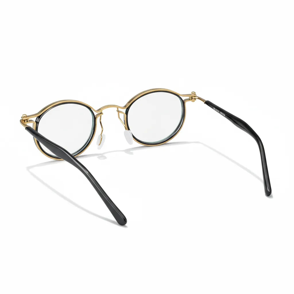 Retro Round Metal Eyeglass Frame - Ultra Light TR Optical