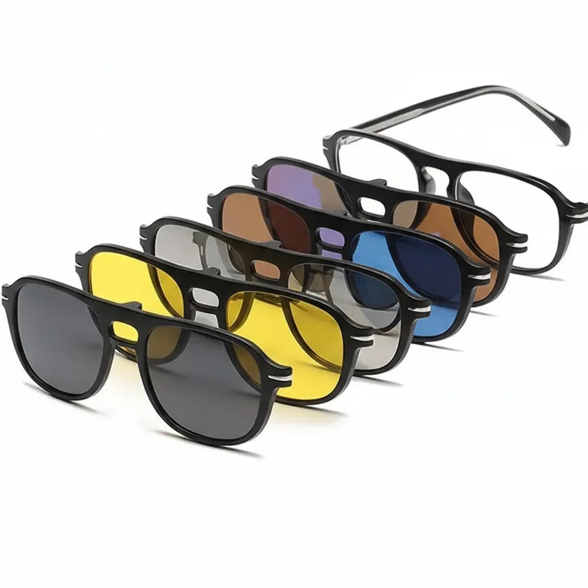 Magnetic Clip-On Polarized Sunglasses - Double Beam Optical Frames