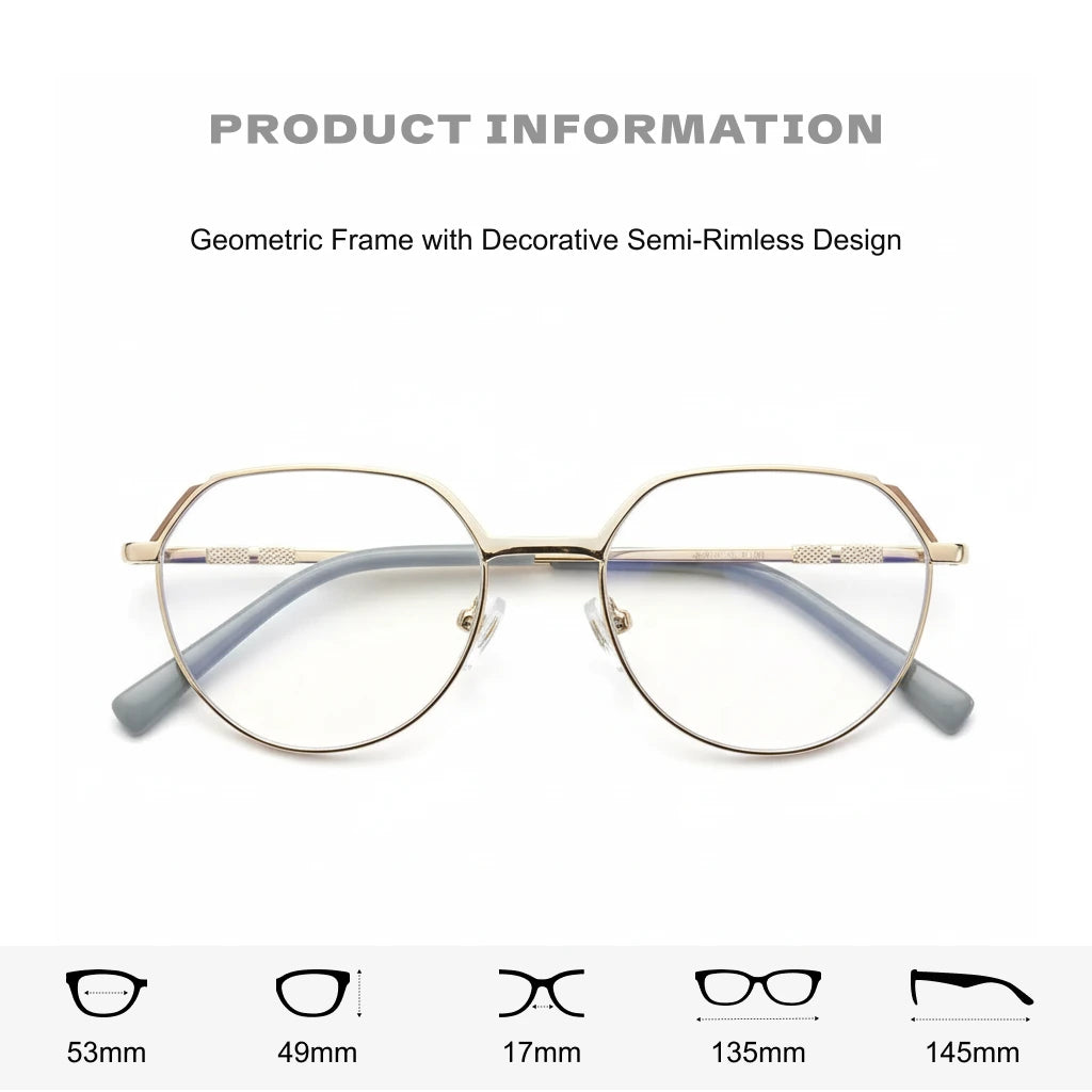 Polygonal Anti-Blue Light Eyeglasses for Women