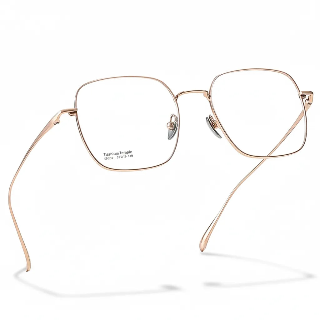 Retro Polygonal Titanium Eyeglass Frame - Unisex Optical Prescription Glasses