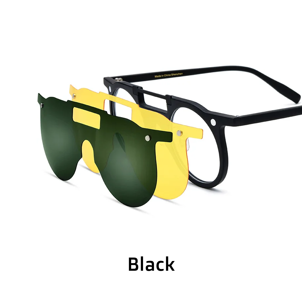 Runder optischer Rahmen aus Acetat mit magnetischer Clipbefestigung