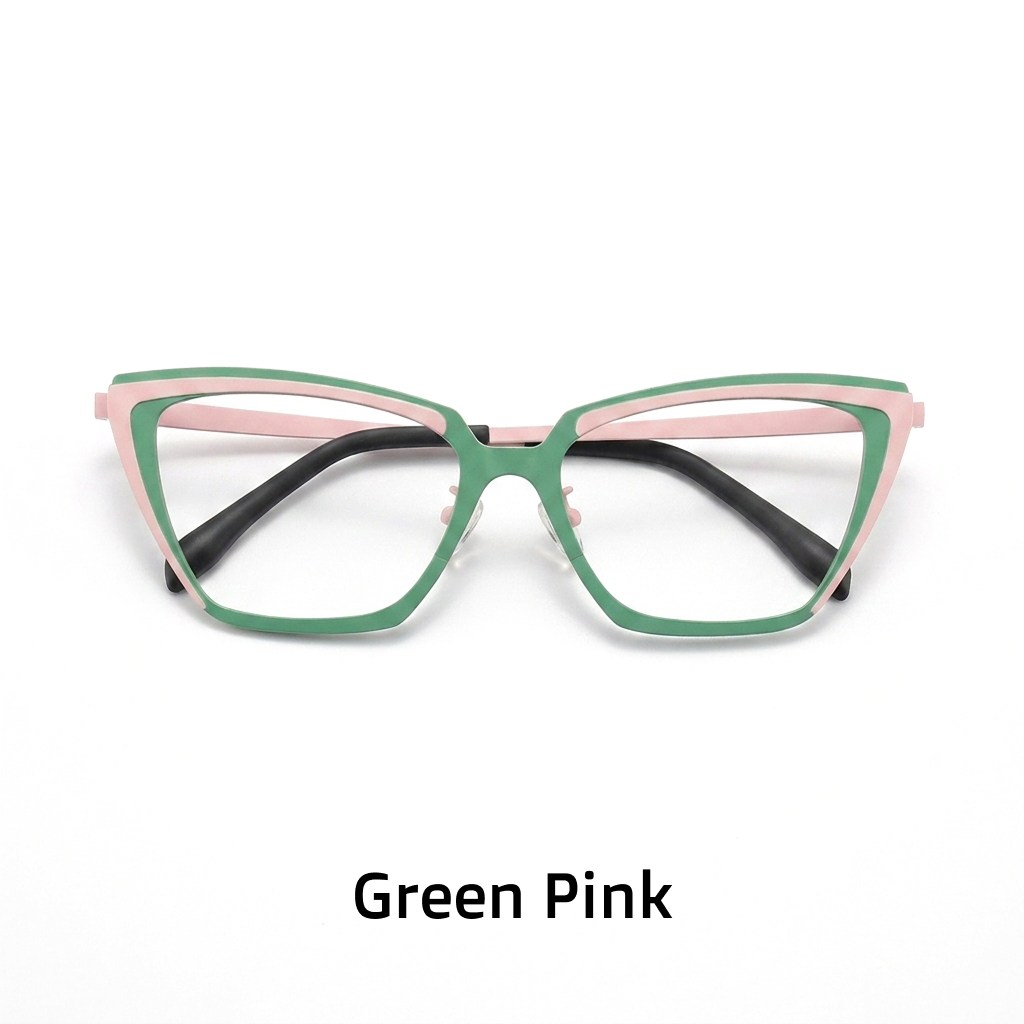 Titanium Cat-Eye Optical Frames – Dual-Tone Unisex Prescription Eyeglasses