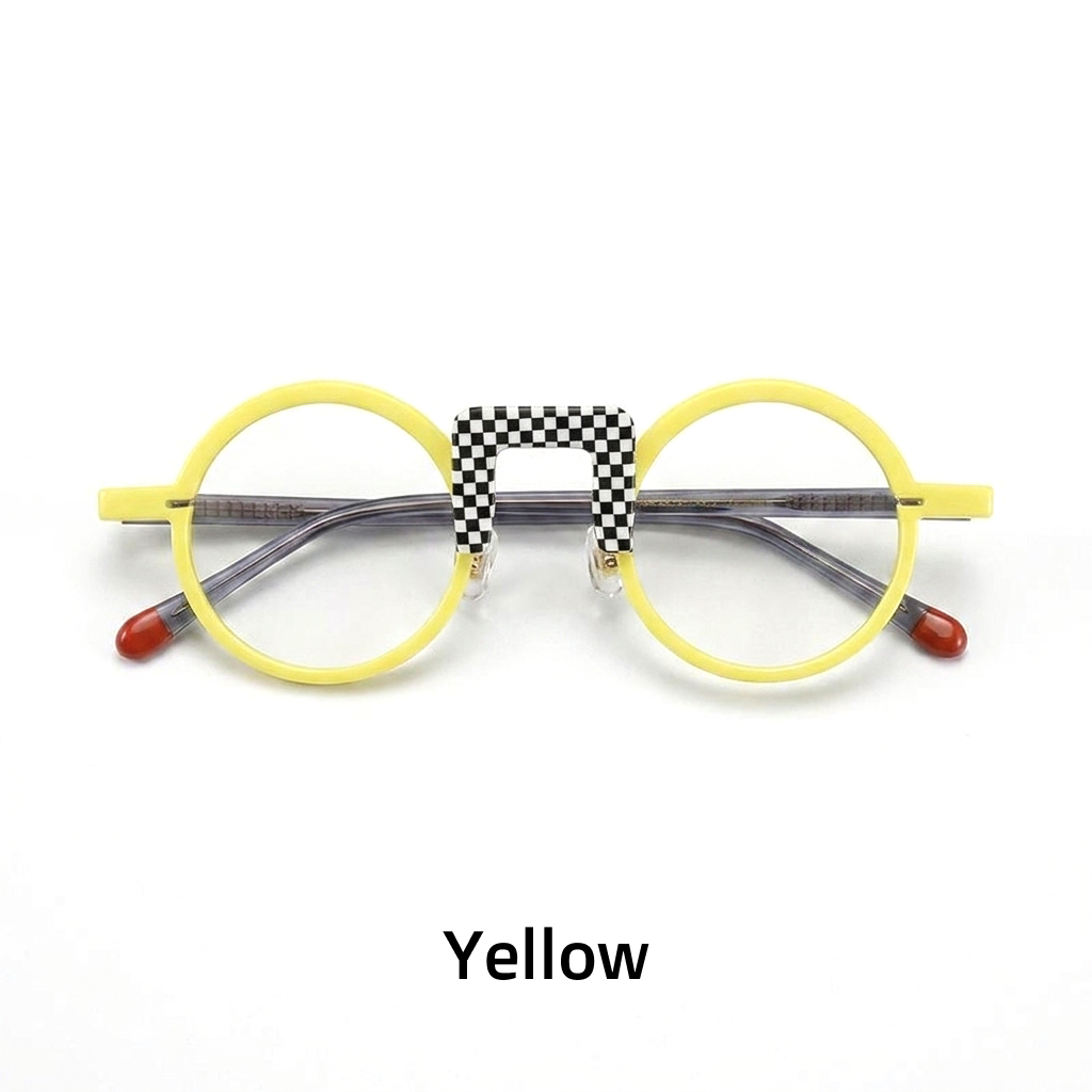 Rundes optisches Brillengestell aus Acetat – Unisex-Patchwork-Farbe
