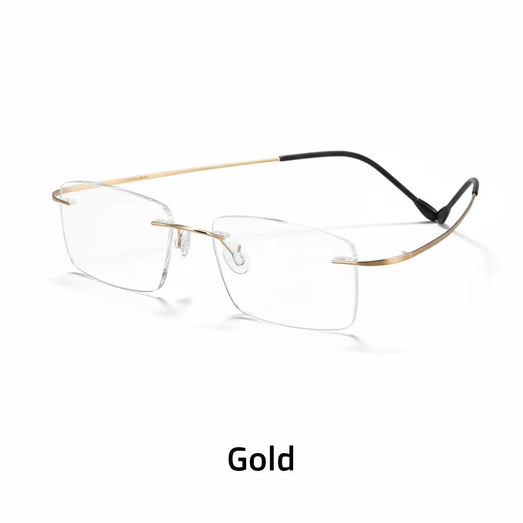 Ultra-Light Titanium Rimless Glasses Frame - Business Square Optical