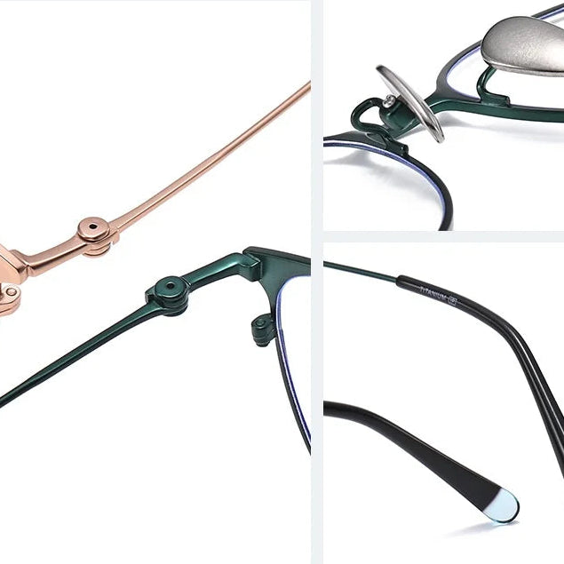 Retro Oval Titanium Eyeglass Frame - Ultra Light Prescription Ready