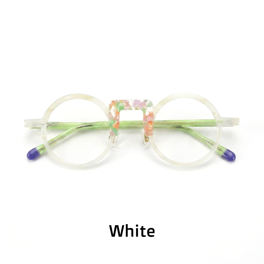 Rundes optisches Brillengestell aus Acetat – Unisex-Patchwork-Farbe