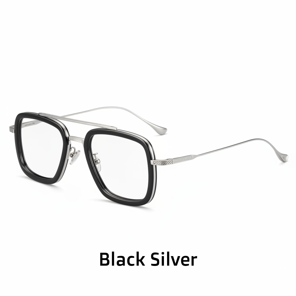 Titanium Retro Double Beam Optical Eyeglasses Frame – Unisex Prescription