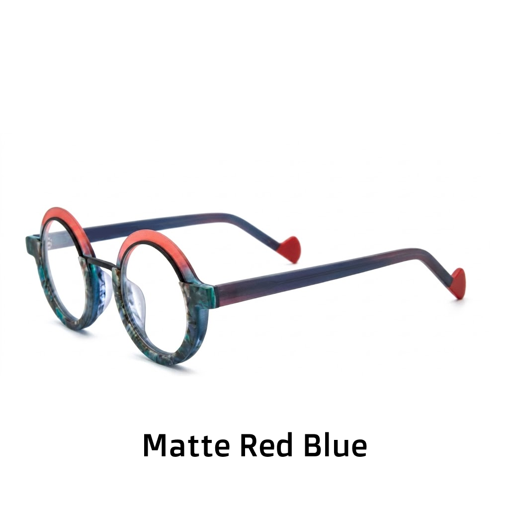 Patchwork Color Frosted Round Optical Glasses Marco