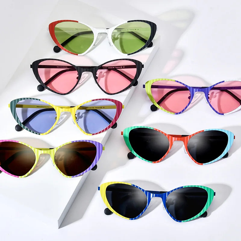 Cat Eye Titanium Polarized UV400 Sunglasses