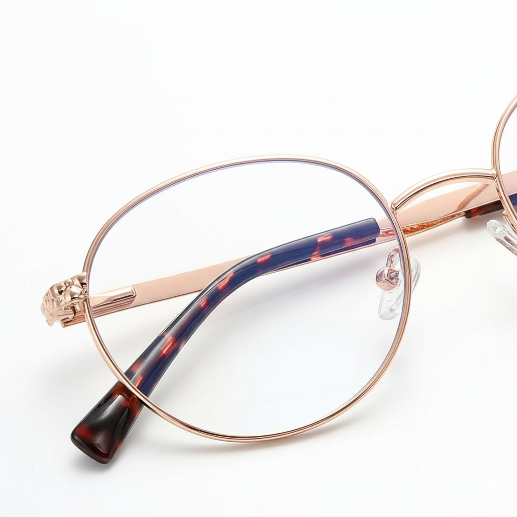 Metal Circular Women's Prescription Glasses - Anti Blue Light Optical Frames