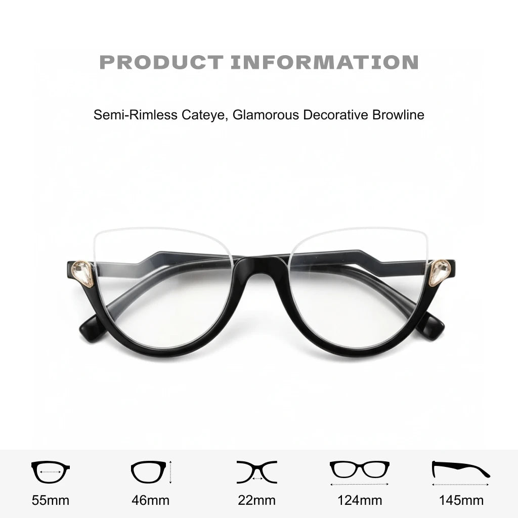 Retro Cat Eye Blue Light Blocking Glasses - Model 4357