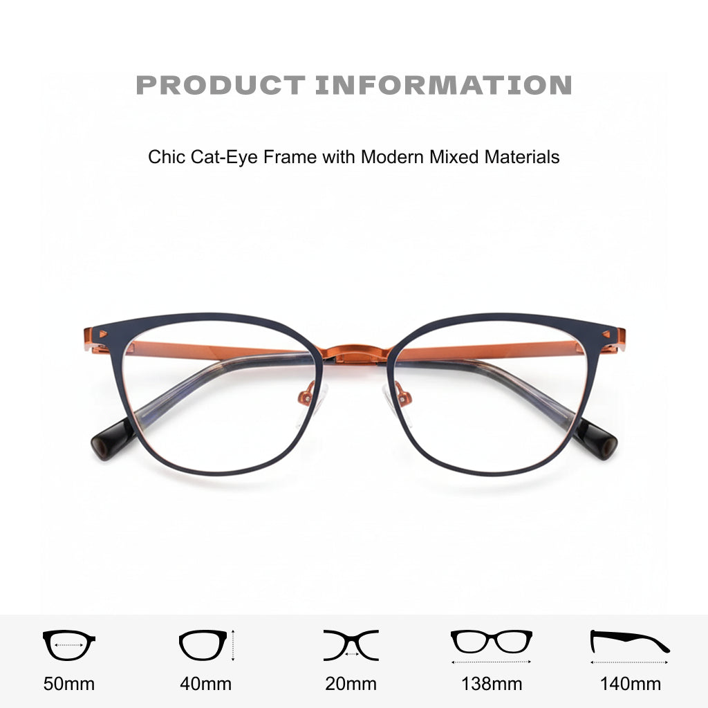 Ultra Light Metal Cat Eye Eyeglass Frame GL8850