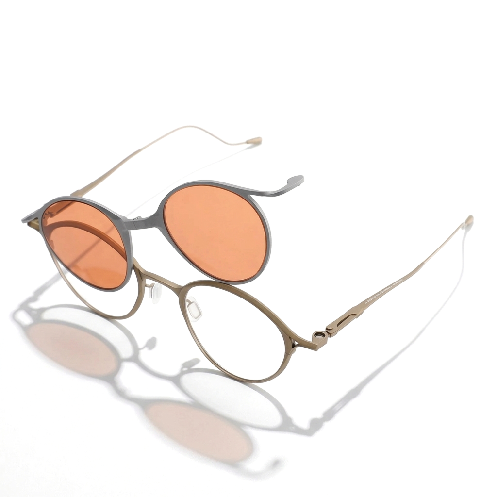 Titanium Round Clip-On Sunglasses