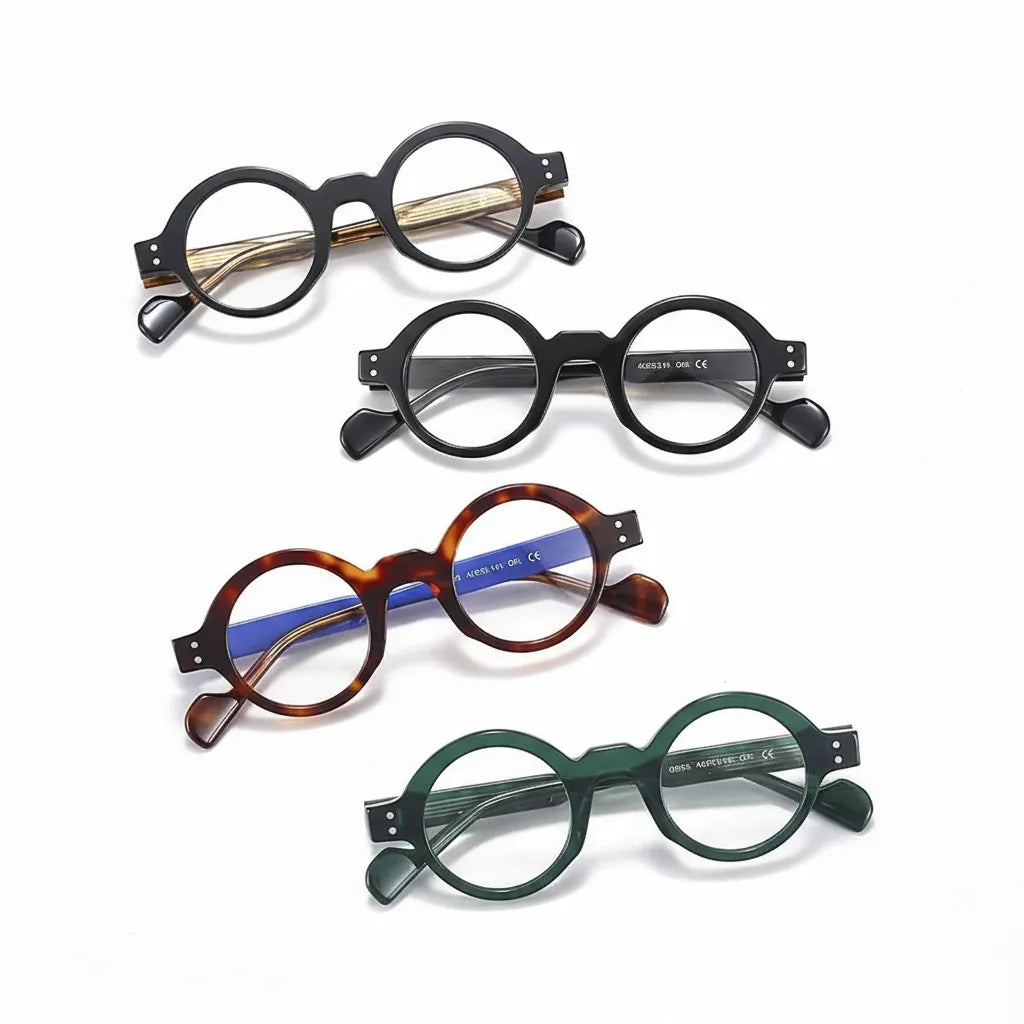 Retro Round Acetate Eyeglass Frame - Unisex Optical Prescription Glasses