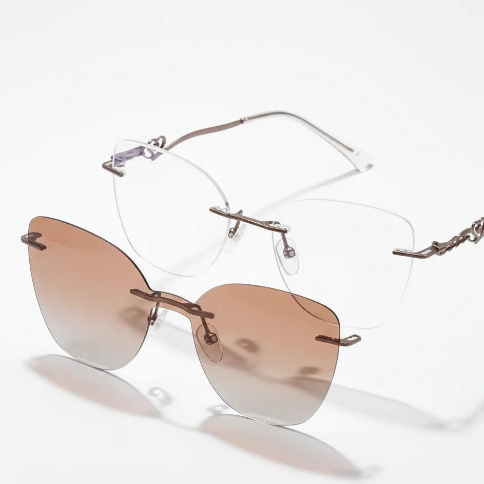 Magnetic Polarized Glasses Frame - 2-in-1 Frameless Optical Prescription Eyewear