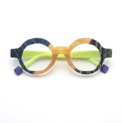 Round Acetate Eyeglass Frames – Wide Edge Multicolor Matte