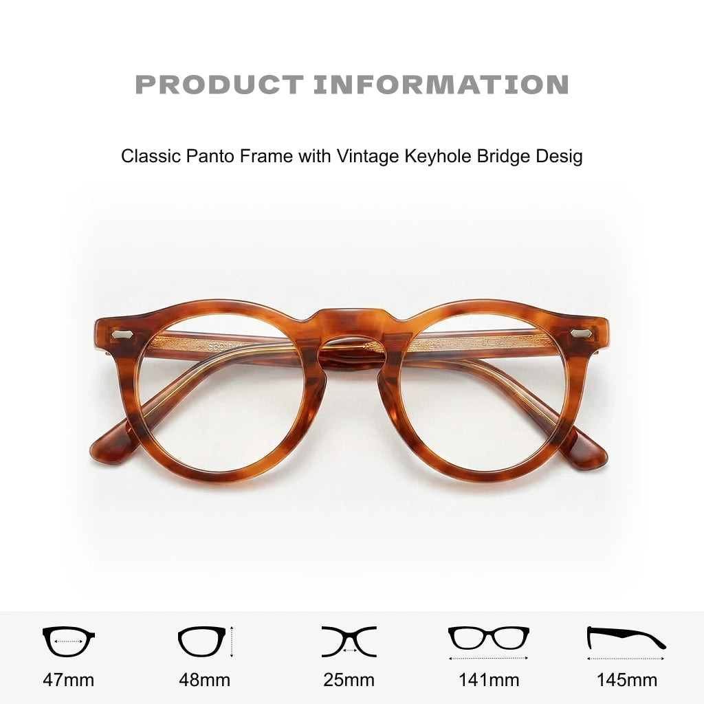 Retro Round Acetate Eyeglass Frames - Model 1128
