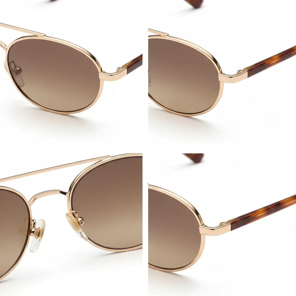 Retro Elliptical Metal Sunglasses - UV Protection Polarized