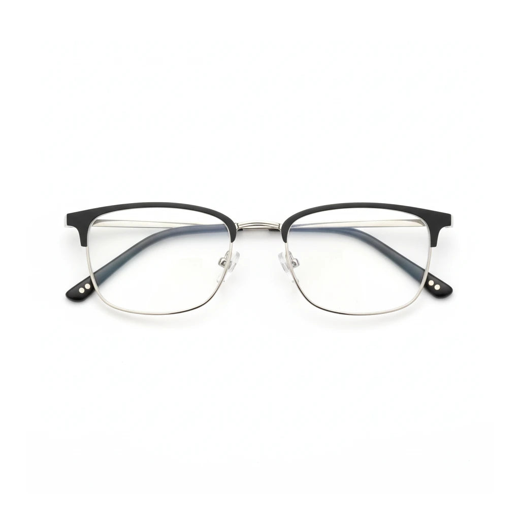 Retro Square Metal Eyeglasses Frame - Unisex Prescription Optical Glasses 9713