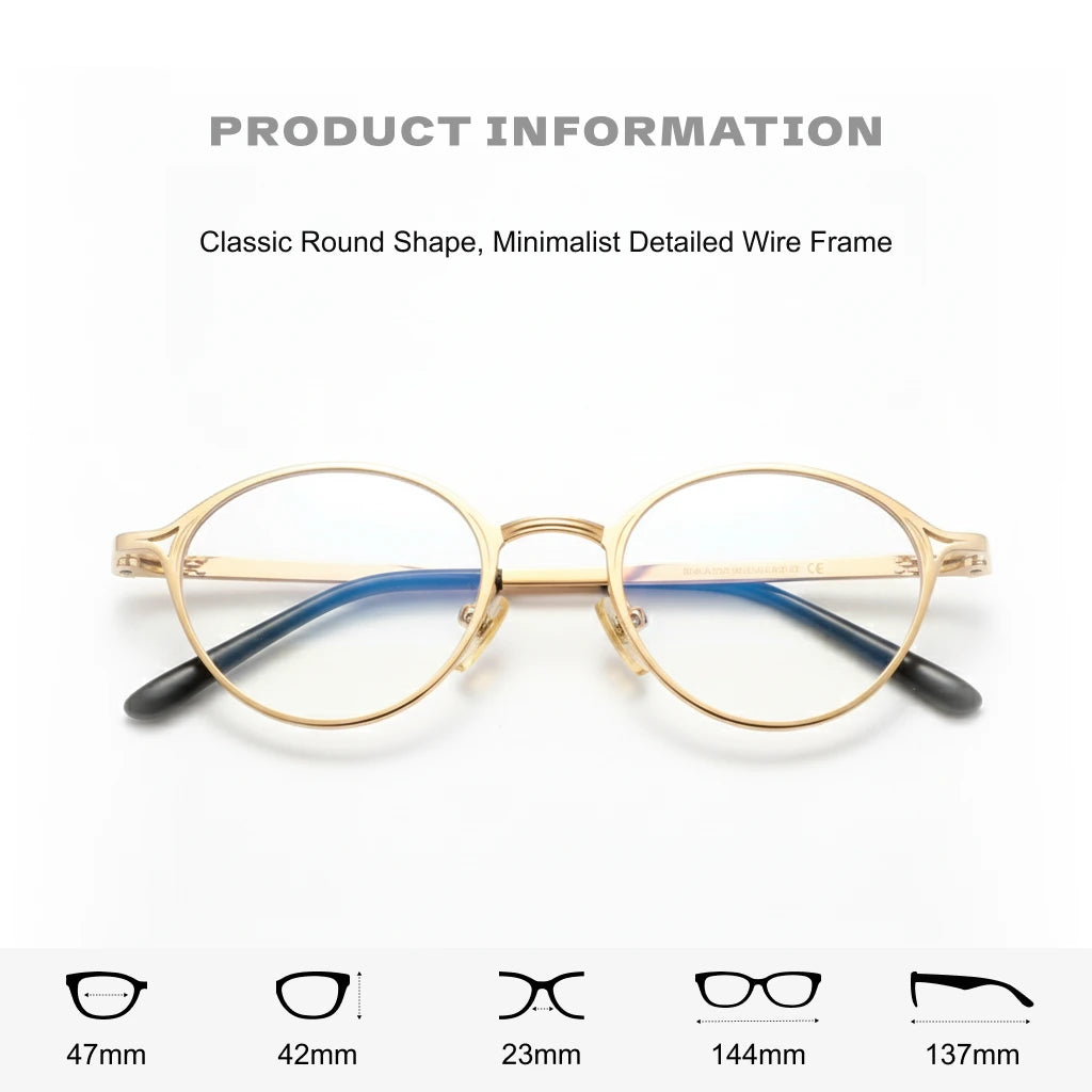 Ultra Light Oval Metal Eyeglass Frame - Anti Blue Light Optical Prescription Glasses