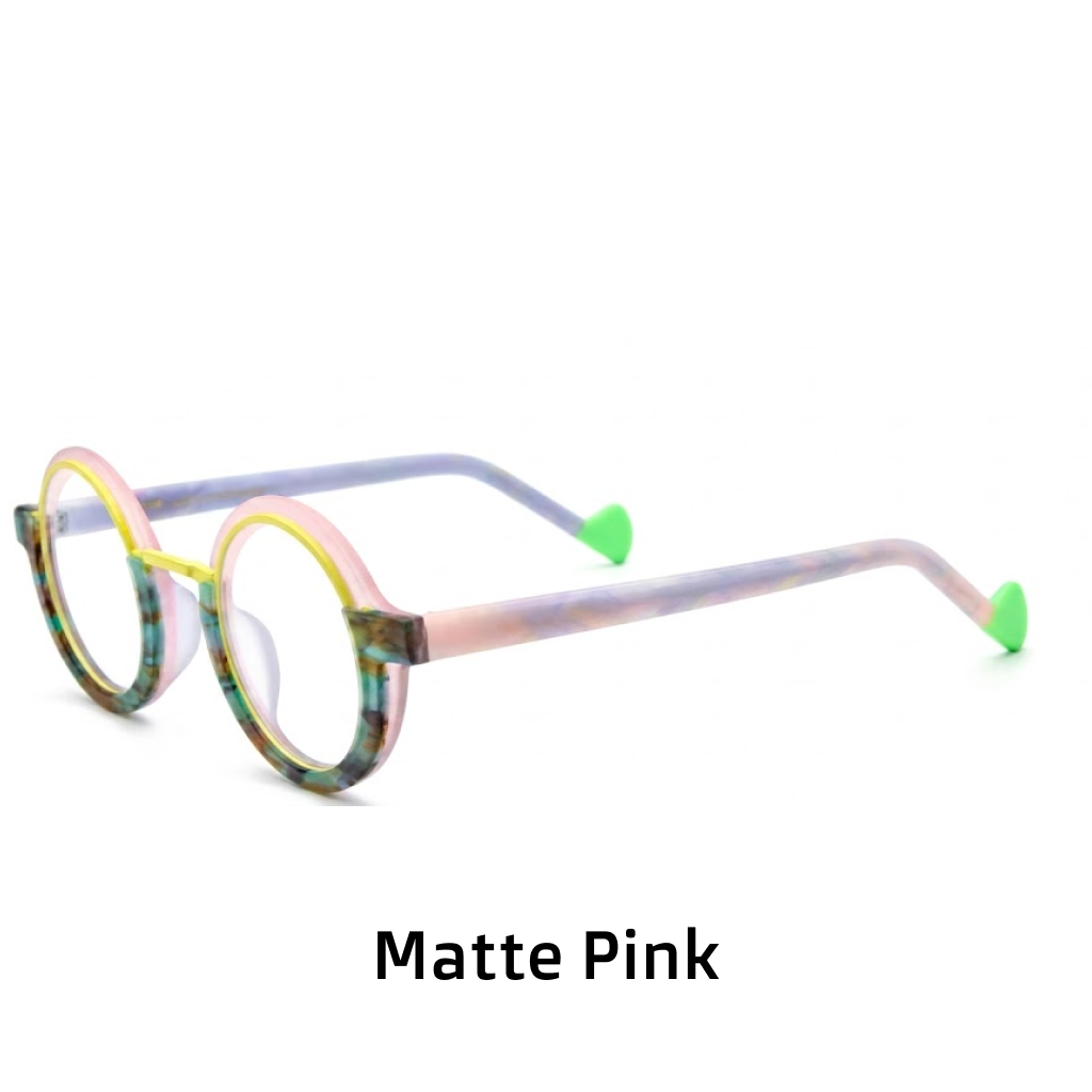 Patchwork Color Frosted Round Optical Glasses Marco