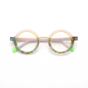 Patchwork Color Frosted Round Optical Glasses Marco
