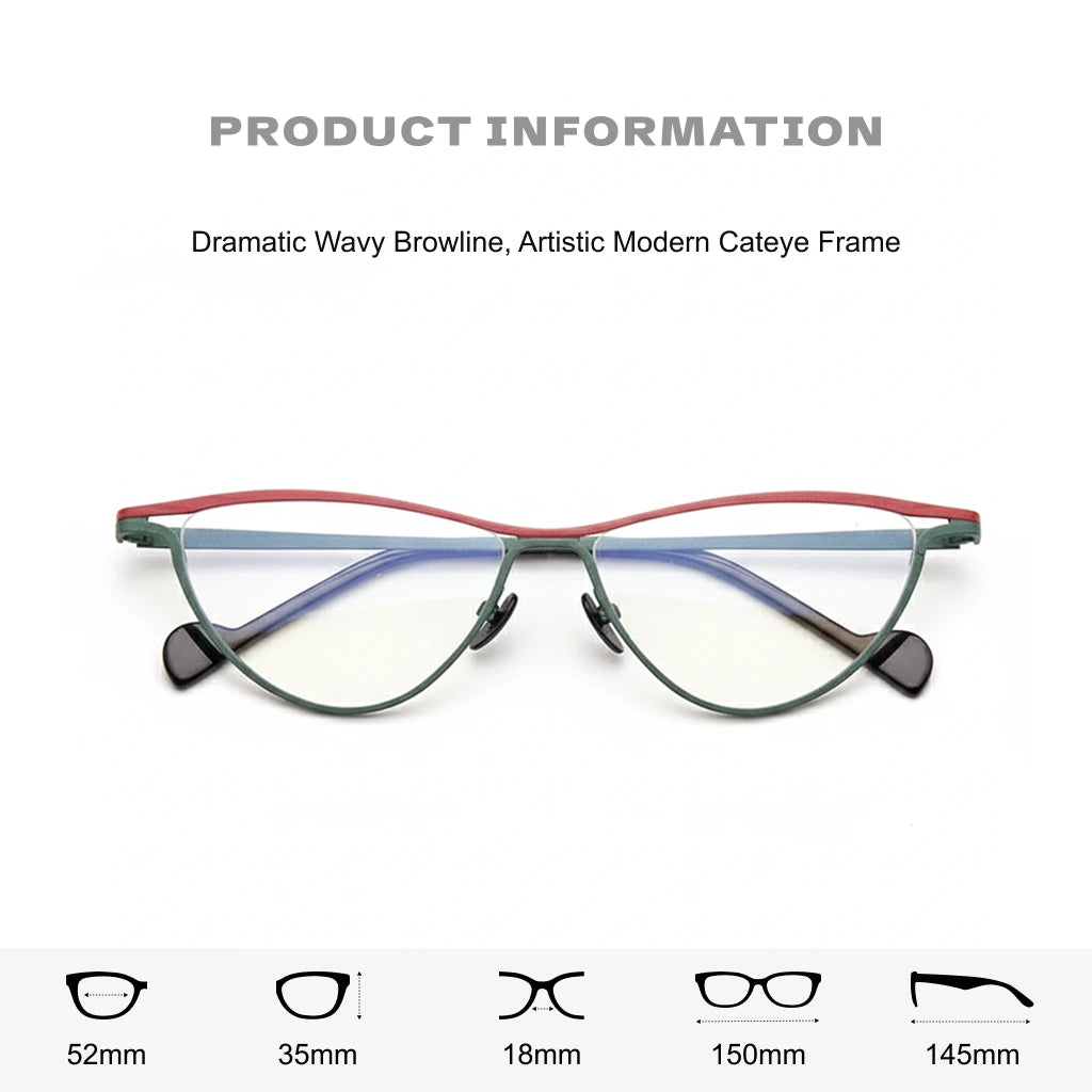 Ultra-Light Titanium Cat-Eye Optical Glasses Frame V20