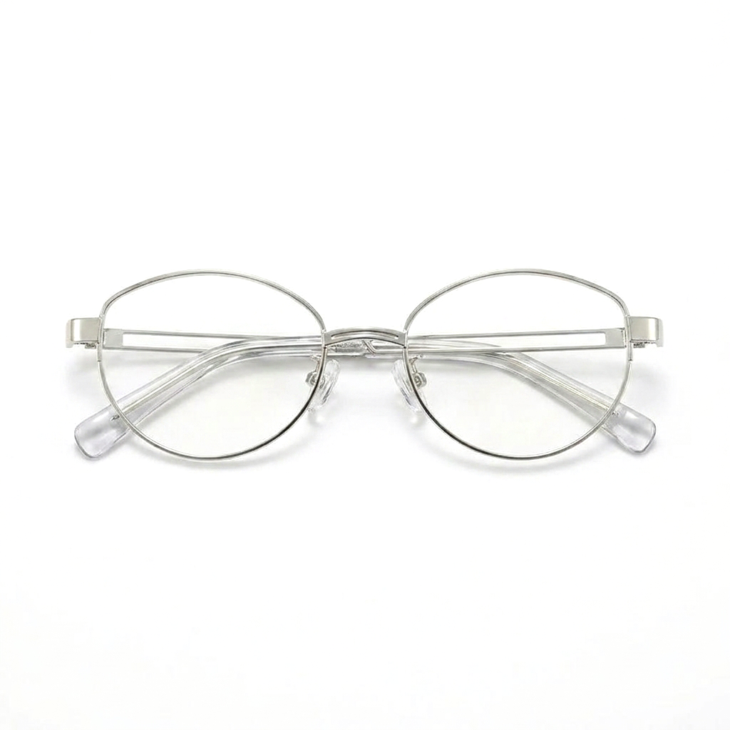 Ovale optische Halbrahmenbrille aus Titan