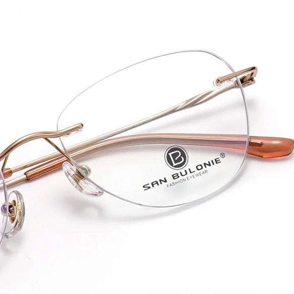 Titanium Cat-Eye Frameless Glasses with Blue Light Protection