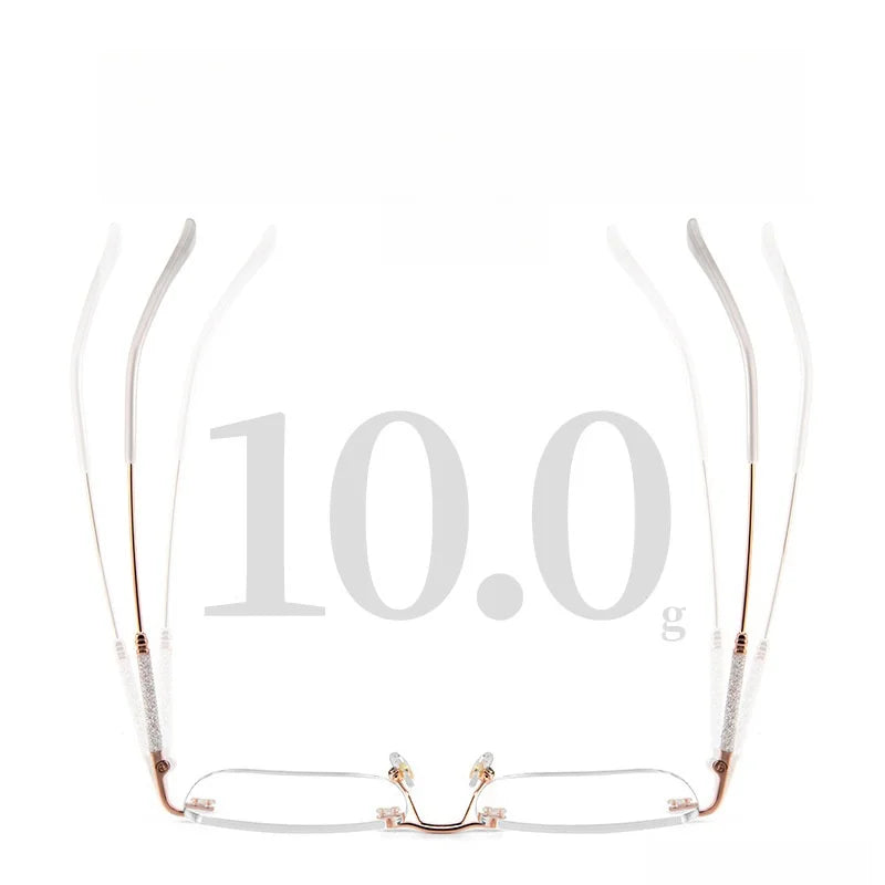 Ultra Light Metal Frameless Square Eyeglass Frame - Anti Blue Light Optical Prescription Glasses for Women