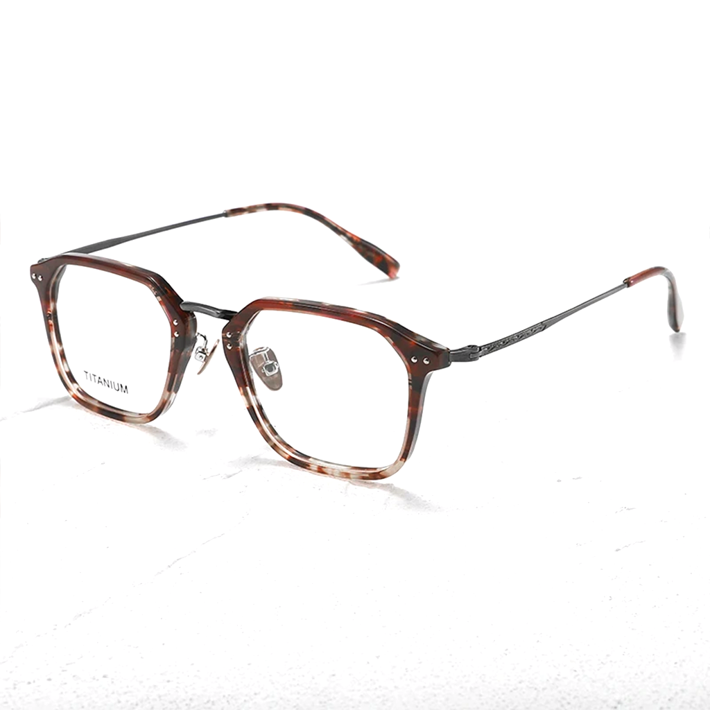 Titanium Square Optical Frames – Vintage Engraved Unisex