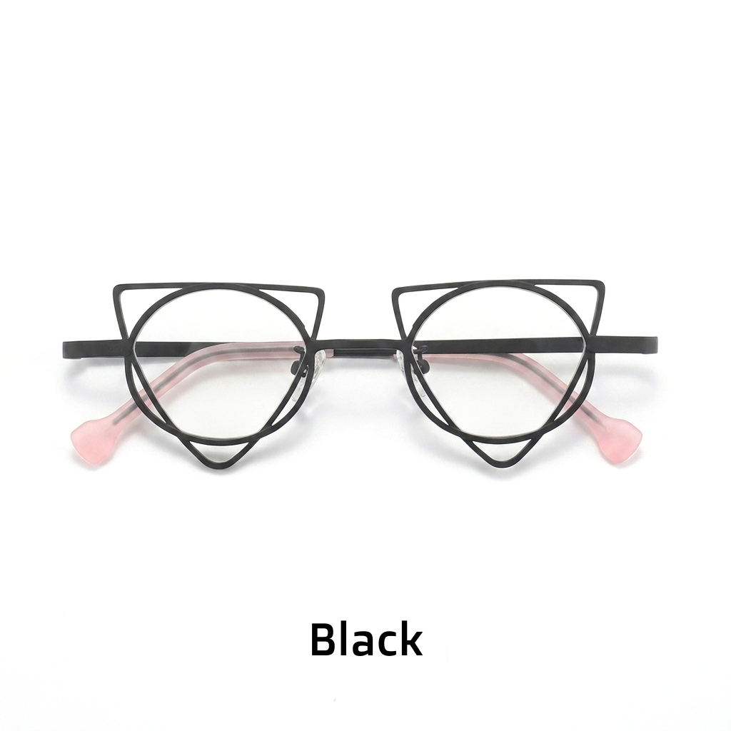 Titanium Cat Eye Optical Glasses Frame – Two-Tone Retro Niche Lightweight Unisex