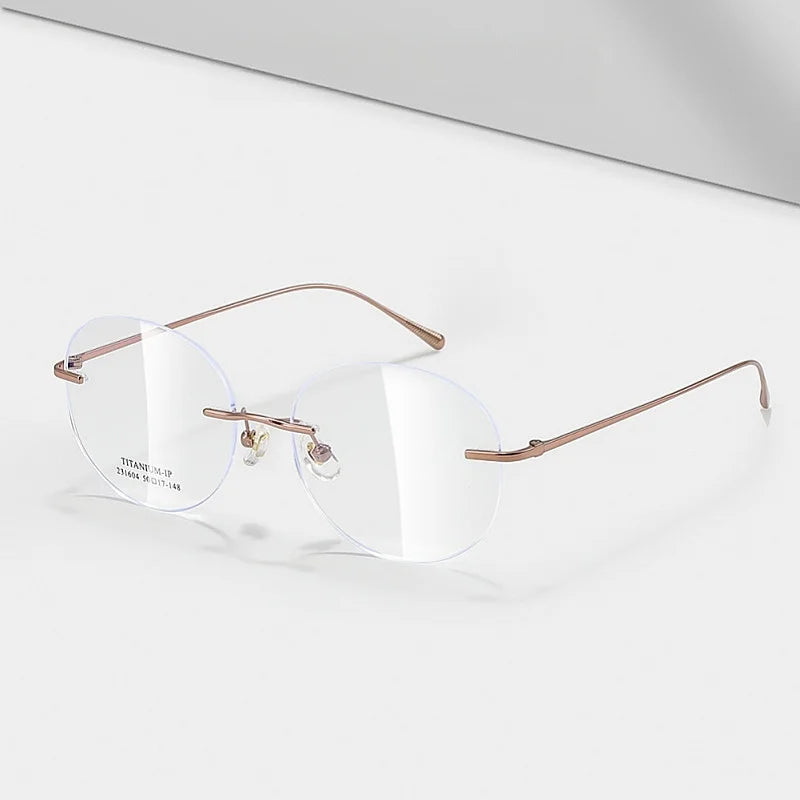 Ultra-Light Titanium Round Rimless Eyeglasses - Prescription Ready Optical Frames