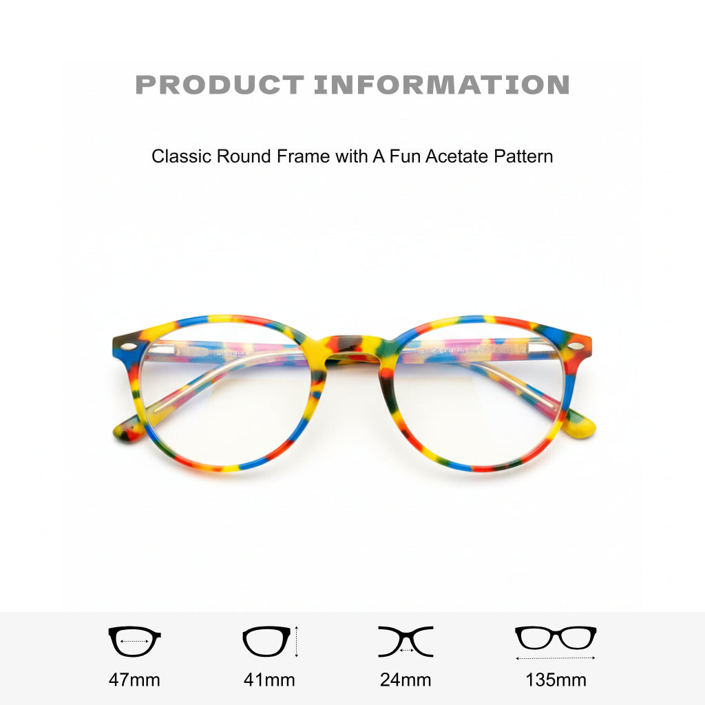 Multi-Color Patchwork Square Eyeglasses Frame - Optical Prescription