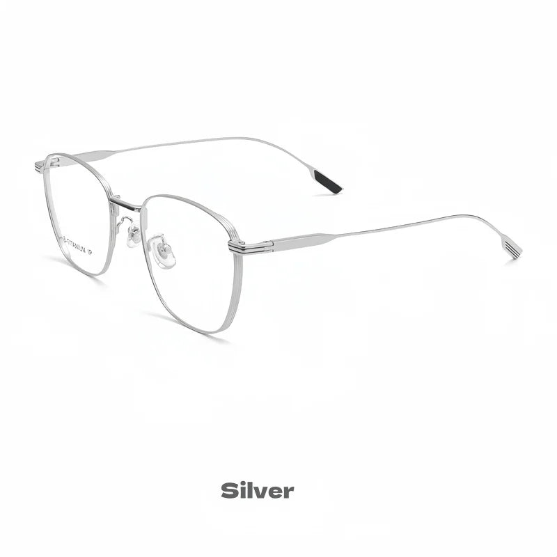 Large Face Titanium Glasses Frame - Retro Polygonal Optical Prescription Eyewear