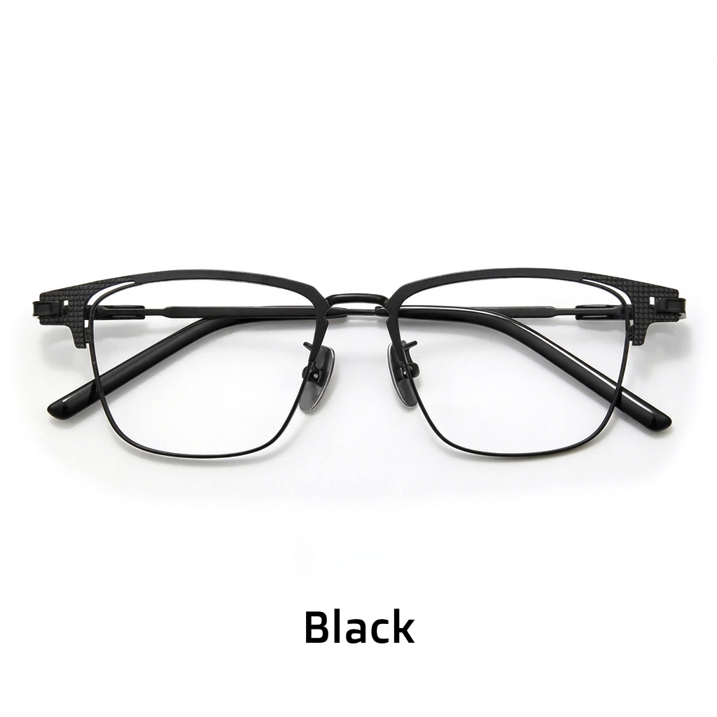 Wide Frame Titanium Retro Business Eyeglasses