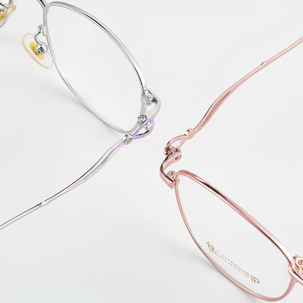 Retro Elliptical Metal Eyeglass Frame - Women's Optical Prescription Glasses