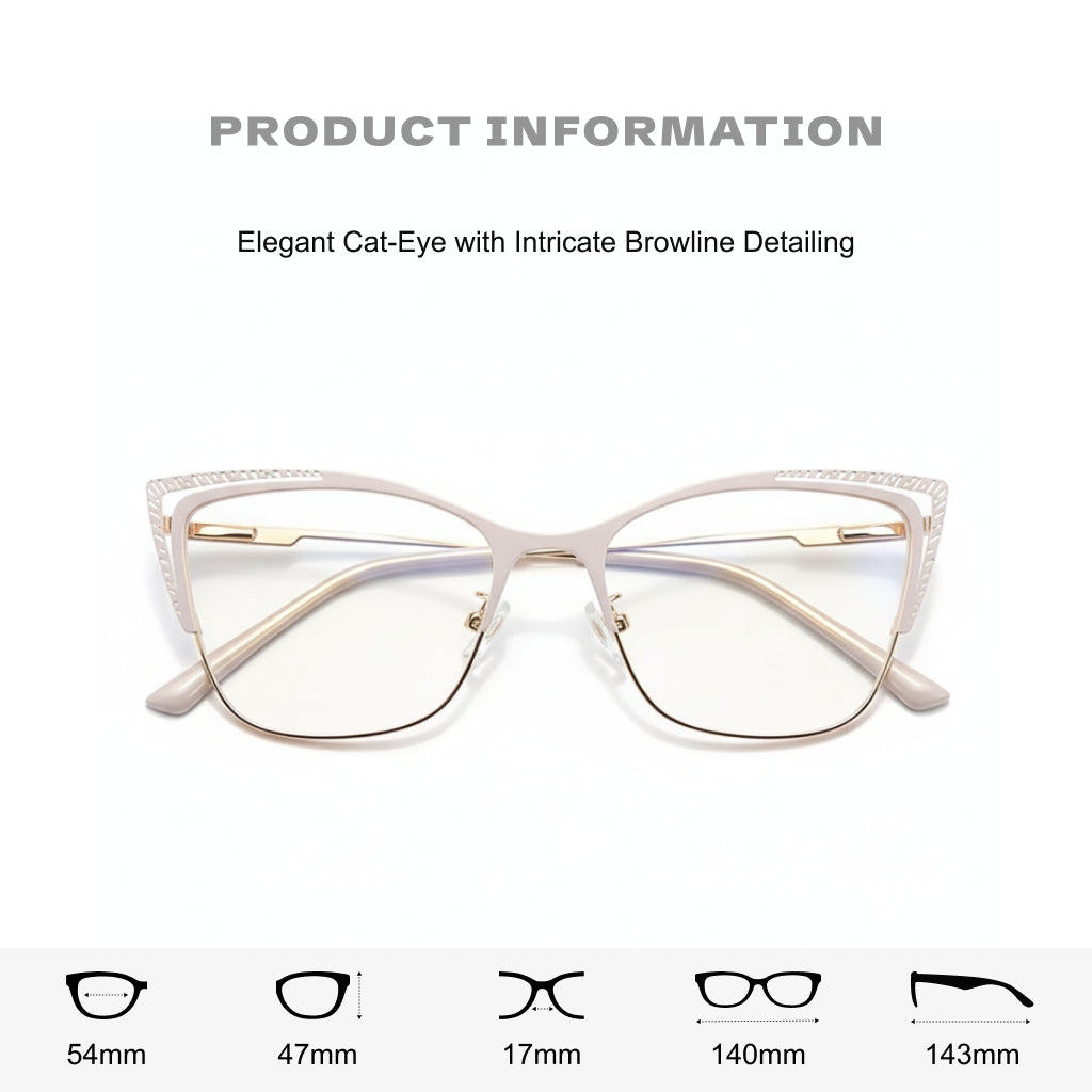 Anti-Blue Light Metal Glasses Frame for Women